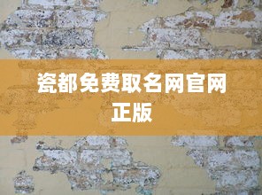 瓷都免费取名网官网正版  第1张